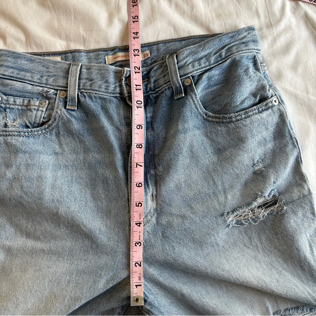 Levi's Premium High Loose Taper Jeans 29 Here To Stay Distressed Light Wash - Image 9