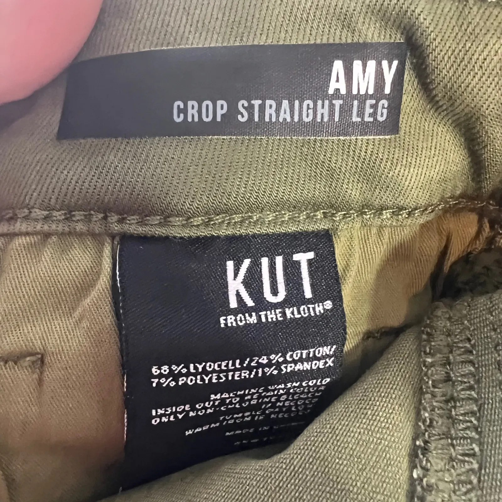 Kut From The Kloth Amy Crop Ankle Straight Leg Jeans Size 4 Olive Green NWT - Image 8