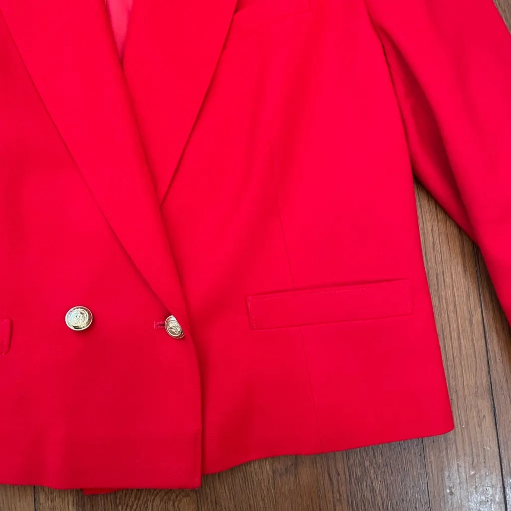 VNTG PENDLETON Virgin Wool Cherry Red Gold Button Double Brested Blazer Sz S - Image 11