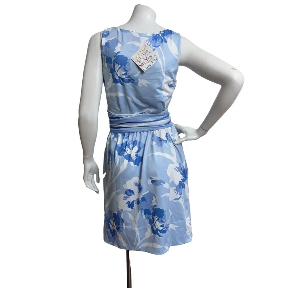 Gretchen Scott Jersey Date Night Dress Blue Women's XS Belted Scoop Neck NWT - Image 4