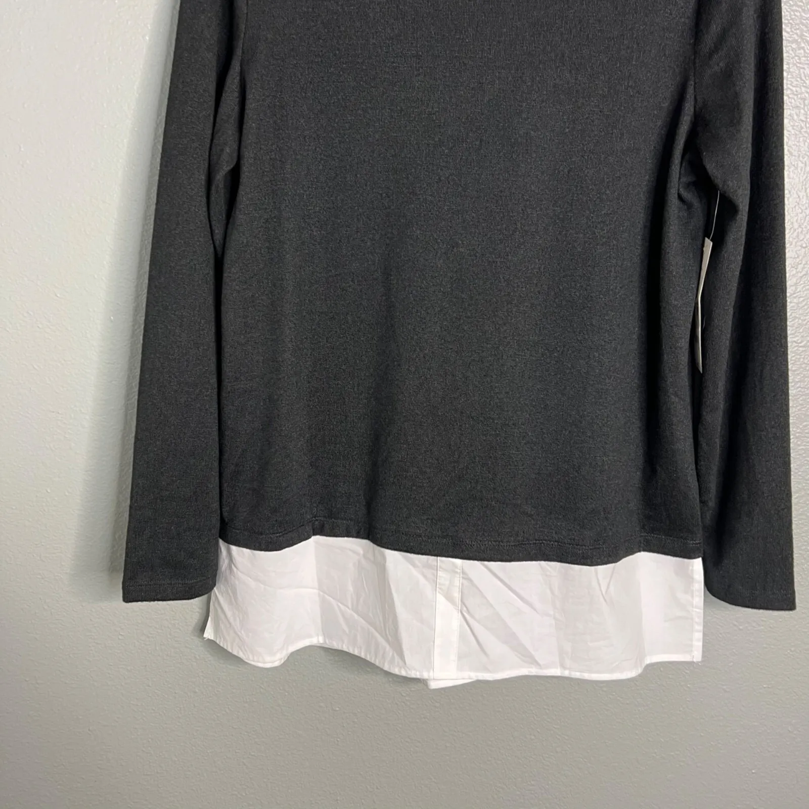 Preston & York Layered Lightweight Sweater Knit Top Size S Black White NWT - Image 3