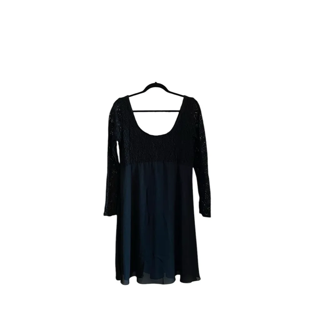 Vintage 90s black lace Chiffon sheer overlay babydoll dress Grunge Emo LBD Goth Size M - Image 2