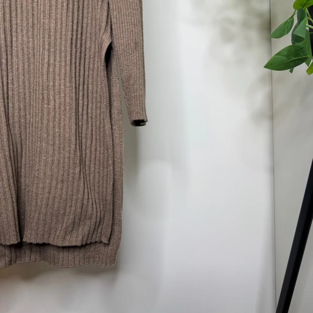 Alex Mill Loretta Merino Wool Blend Ribbed Tunic Longline Sweater size L Large Brown - Image 9