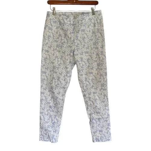 Soft Surroundings Medium Floral Print Blue White SUPERLA Slim Leg Ankle Pants - Image 8