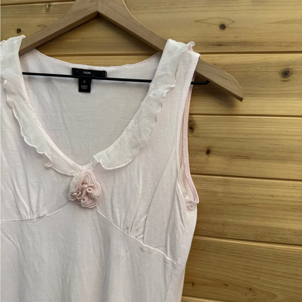 Y2K H&M Size Small Baby Petal Pink Coquette Babydoll Frilly Girly Tank Top - Image 5