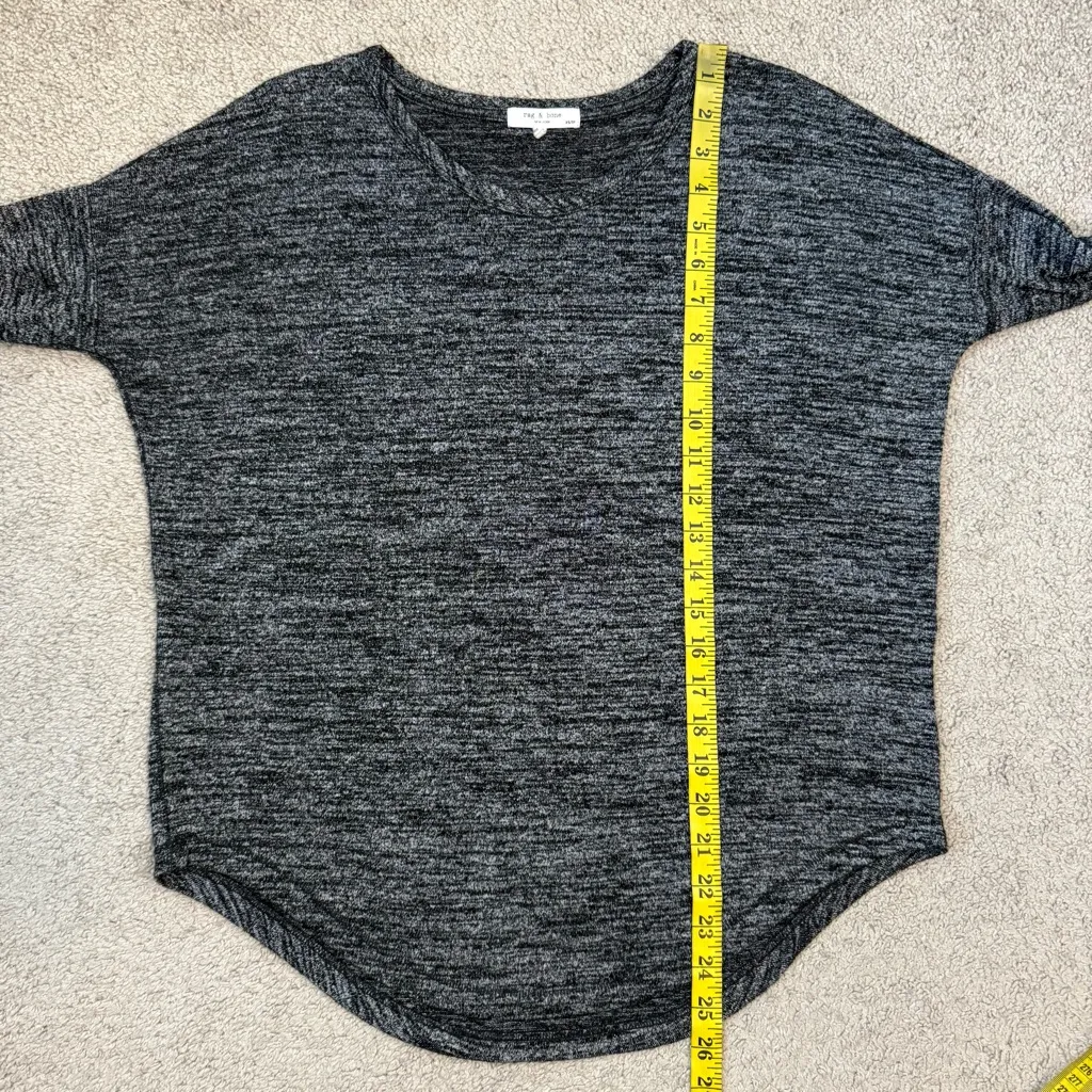 Rag & Bone Hudson Dolman Long Sleeve Top Marled Black XS - Image 9