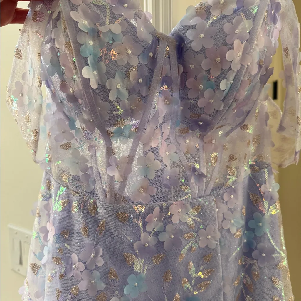 Coya Collection corset lace back Lavender Floral Prom Dress - Image 3