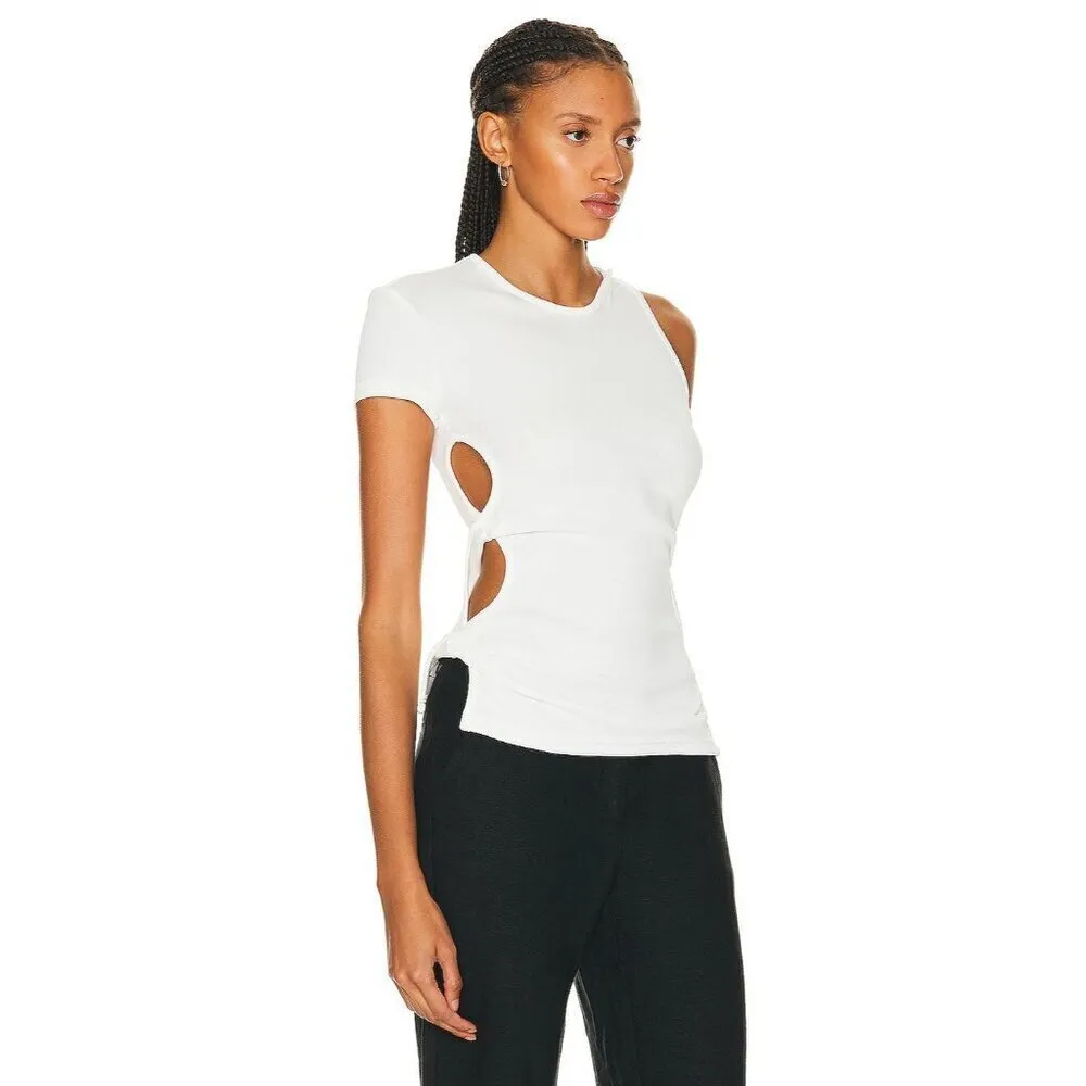 Christopher Esber Open Twist Side Tee in White 2 New Womens Top Blouse - Image 2