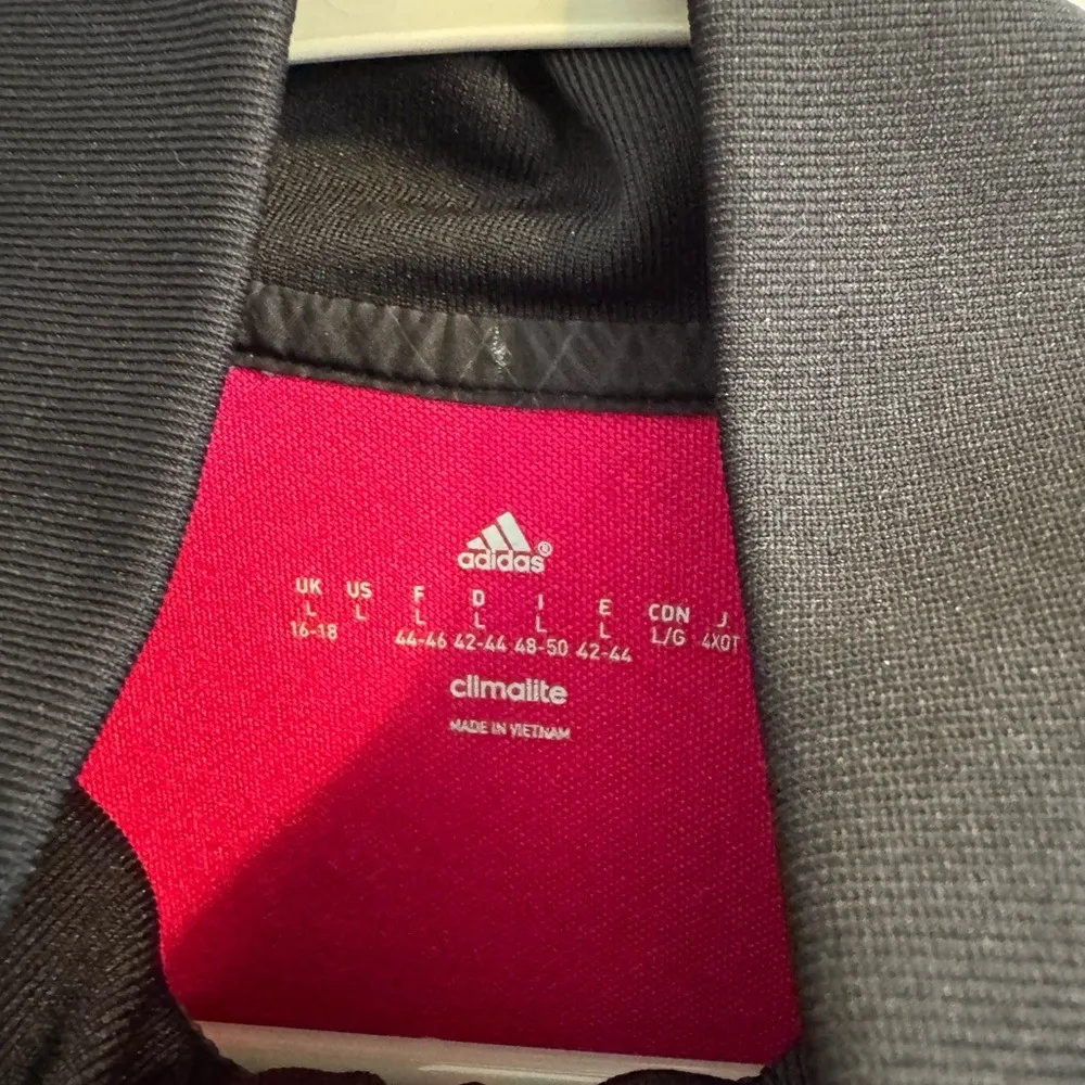 Adidas Climalite Jacket Full Zip Pink Black Stripe Activewear Athleisure - Image 2