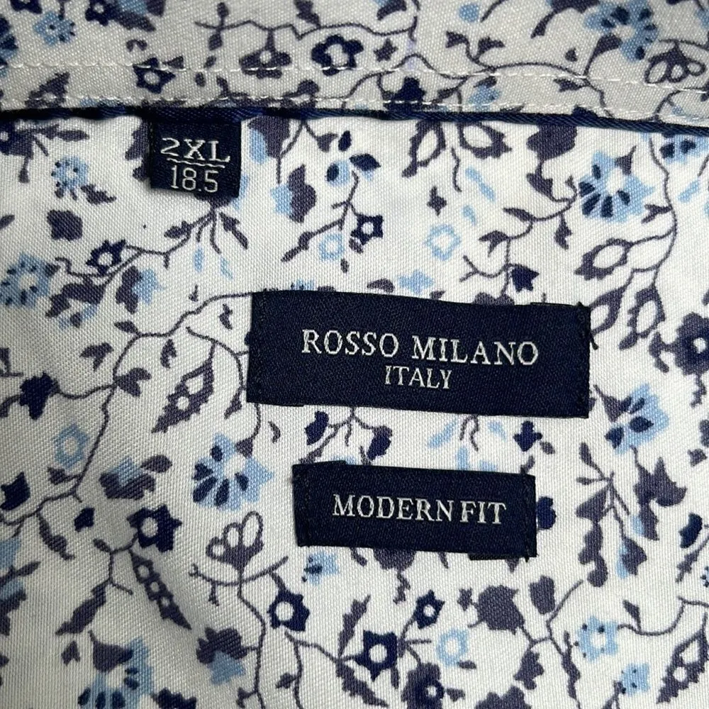 Rosso Milano Modern Fit Button down shirt. Size 2XL. Made in Italy. Blue - Image 4