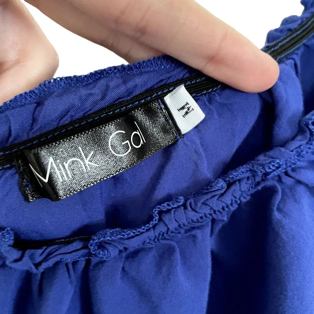 Mink Gal Lightweight blue cropped long sleeved lace off the shoulder bandeau top Size M - Image 4