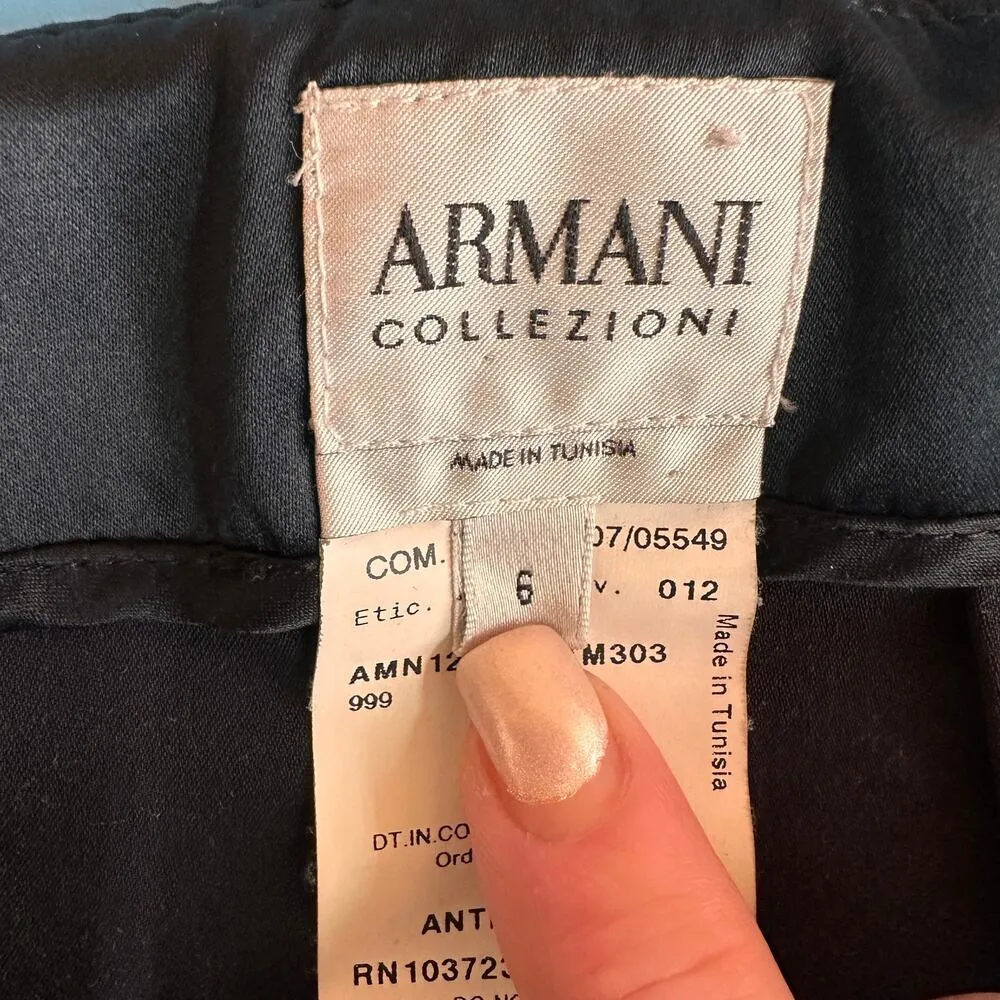 Armani Collezioni Black Silk Fit & Flare Skirt Size 6 - Image 6