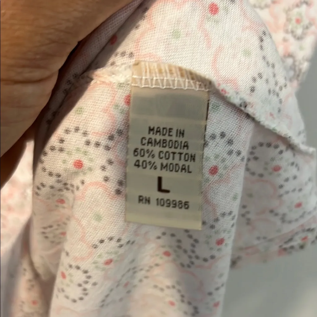 American Rag Cie Soft Cotton Modal Floral Cap Sleeve V Neck Babydoll Tunic Top L - Image 6