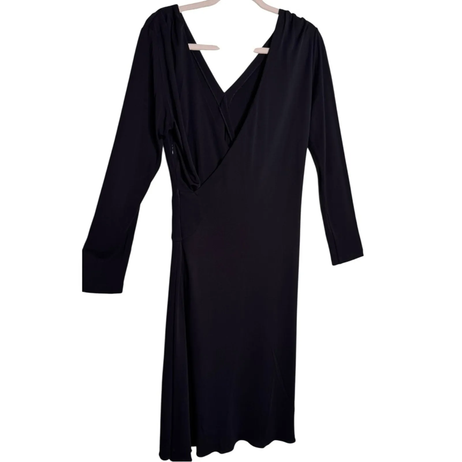 Luca Luca Made In Italy Black Faux Wrap Elegant V - Image 5