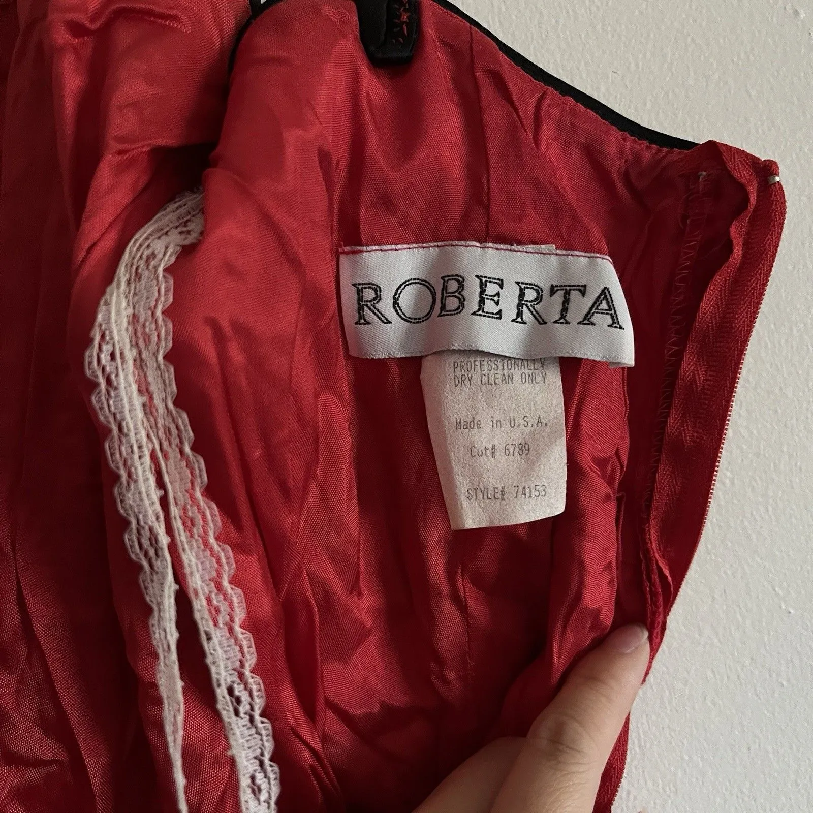 Y2K Roberta Whimsigoth Slip Dress S Velvet Red Sequin Lace Fringe Babydoll - Image 7