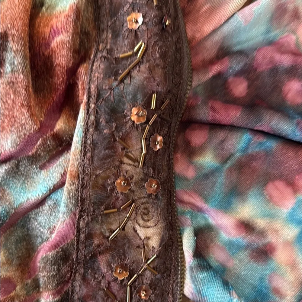 Jaipur Elegant velvet Brown and Orange cardigan extra lightweight size M Size M - Image 7