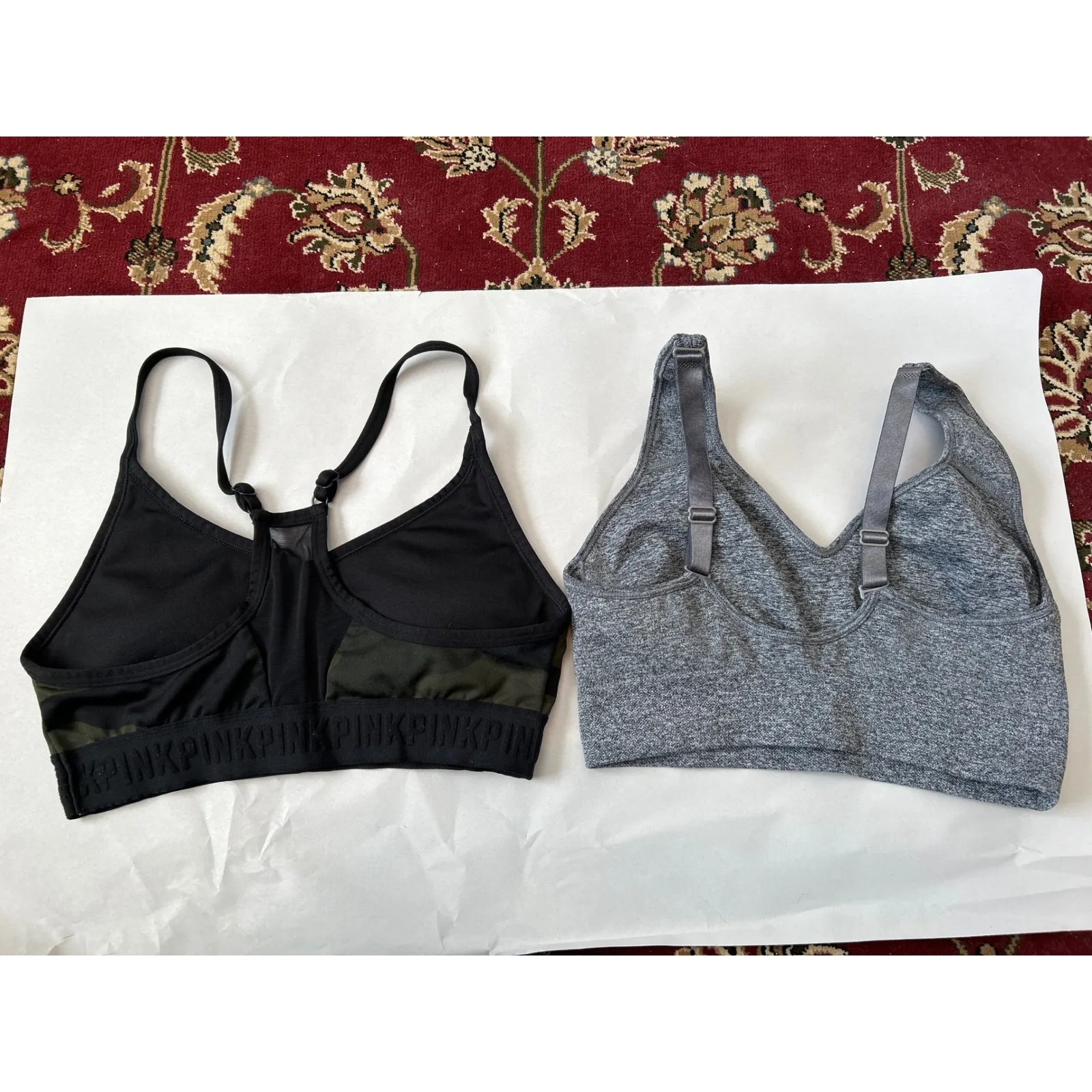 PINK Victoria's‎ Secret Camo & PUMA Gray Seamless Sports Bras Green - Image 4