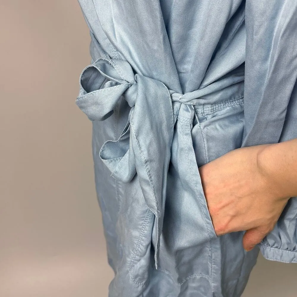 Caslon Blue Tencel Long Sleeve Sleeves Belted Pockets Mini Shirt Dress Sz XS - Image 7