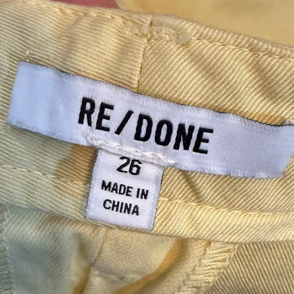 Re/Done Womens 26 Yellow Cotton Shorts Chino Trouser 90s Retro Casual Mom Spring - Image 5