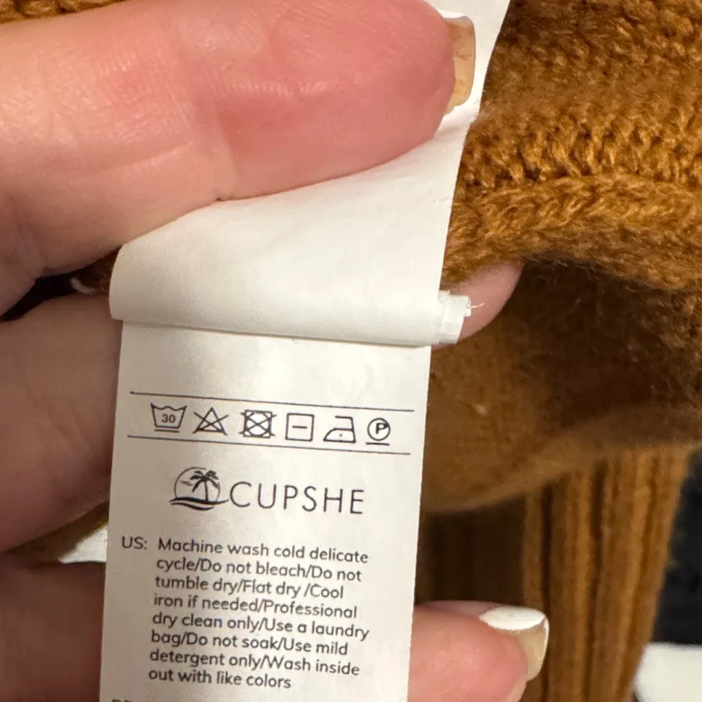 Cupshe Women's Brown Cowl Neck Sweater - Image 3