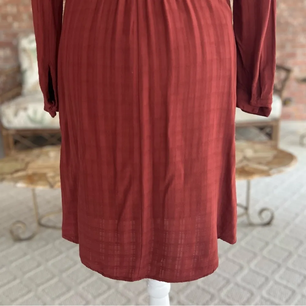 Maeve Anthro Shirt Dress Bloomsbury Rust Tie Front 6 Relaxed Boho Chic Trendy - Image 11