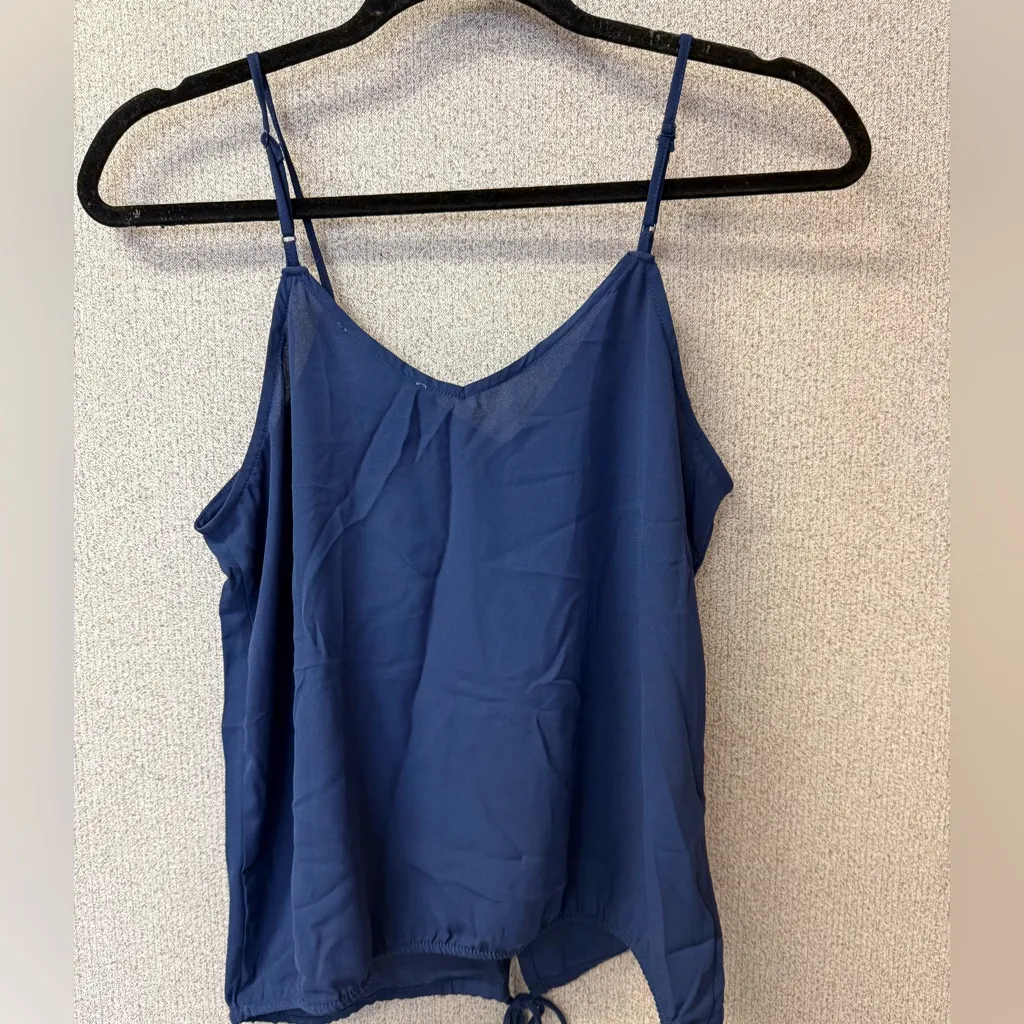 Hippie Rose Women Medium Navy front buttons basic lightweight sleeves tank‎ top - Image 3