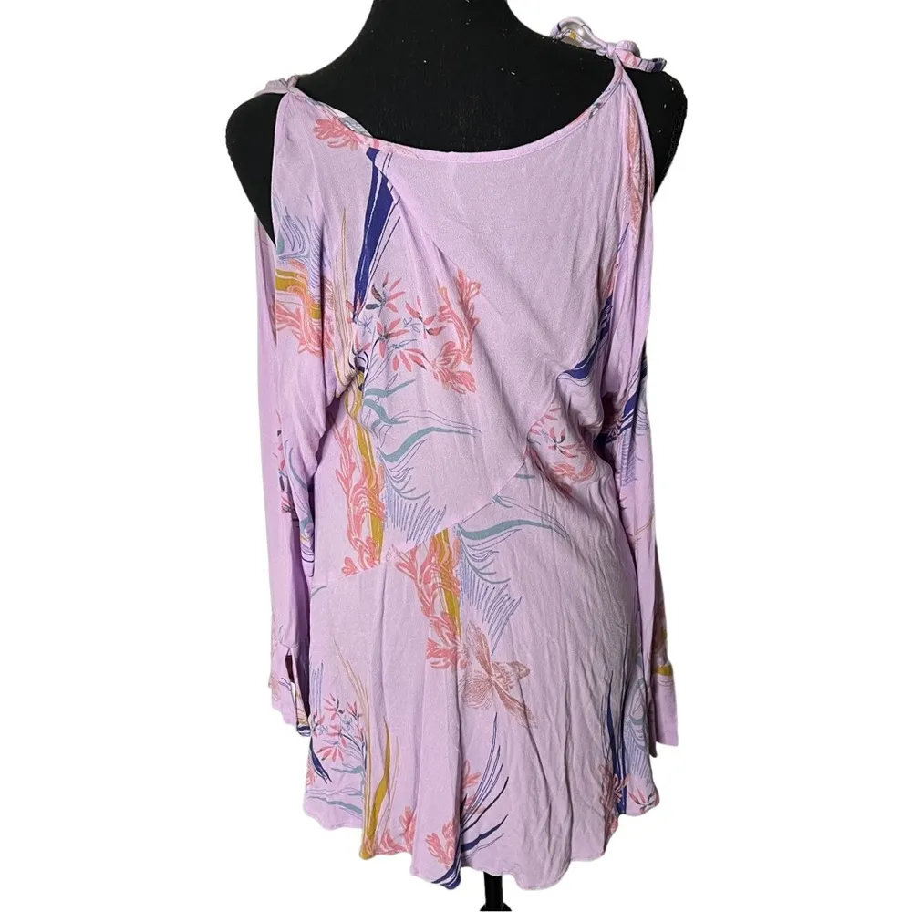 Free People Clear Skies Printed Tunic XS Women’s Lilac Purple Floral OB600324 - Image 3