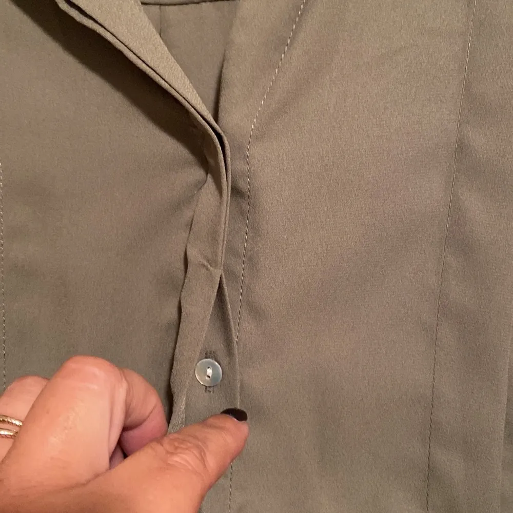 Nanette Lepore Nanette by  Olive Green Pleated Blouse - Image 3