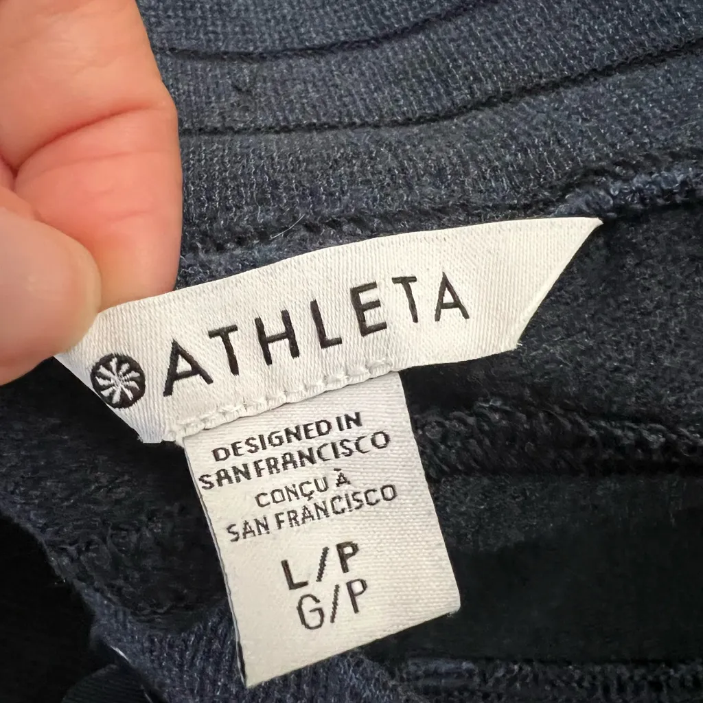 Athleta Wide Leg Lounge Pants Large Blue Soft Stretch Drawstring 29.5” Inseam - Image 2