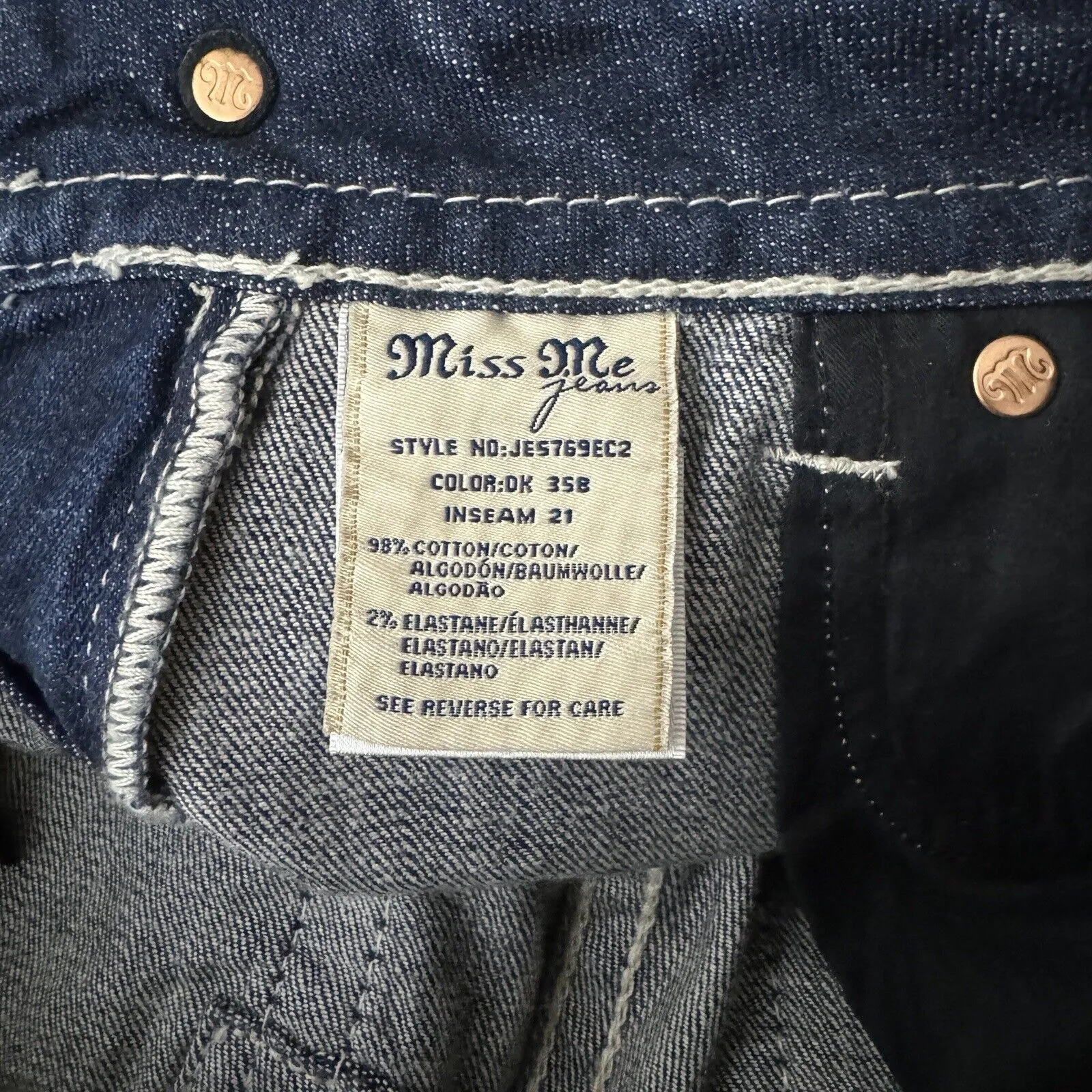 Miss Me Jeans Womens 2 26" Blue Easy Cropped JE5769EC2 Dark Wash‎ Fading Casual - Image 8