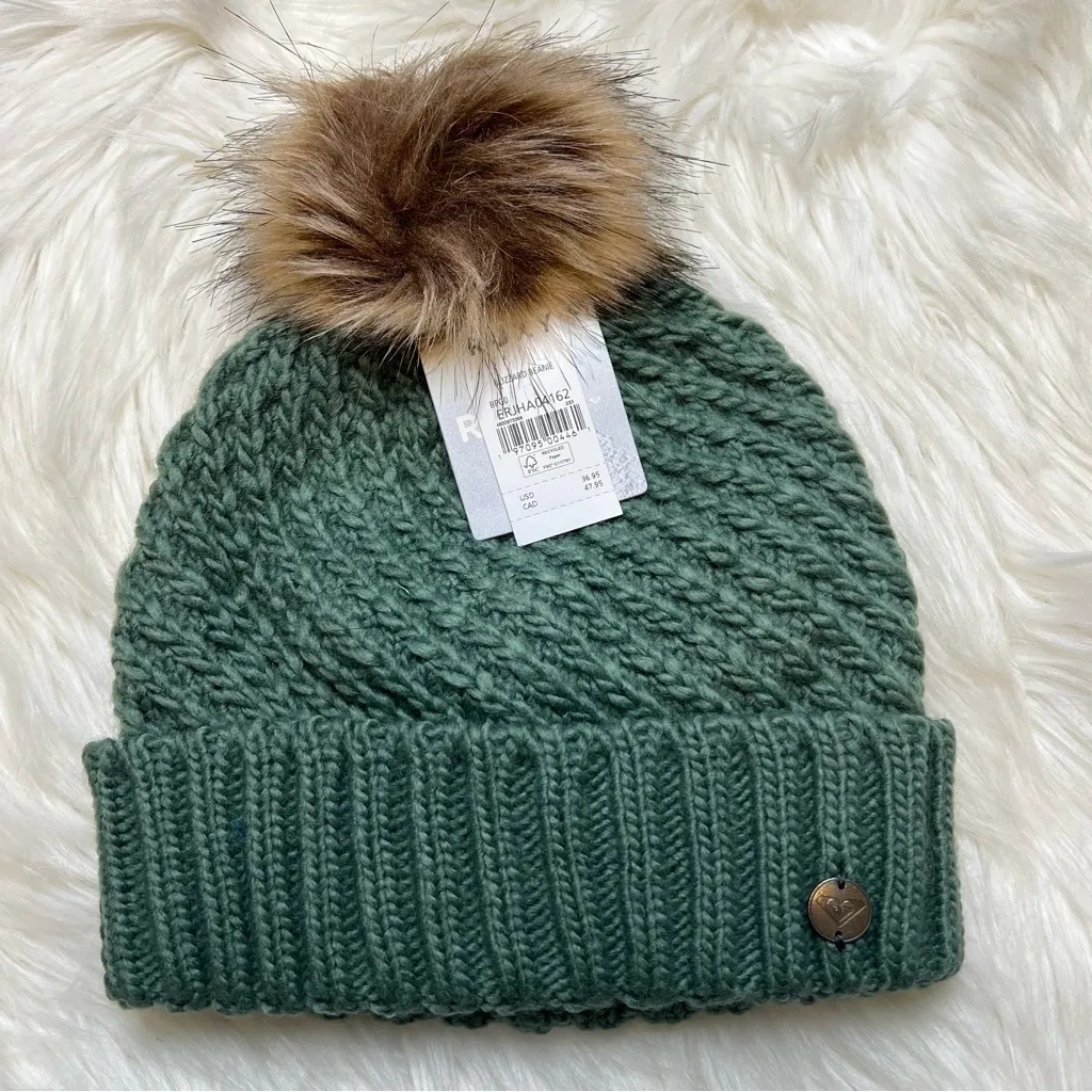 Roxy Dark Forest Green Blizzard Beanie. New With Tags. - Image 2
