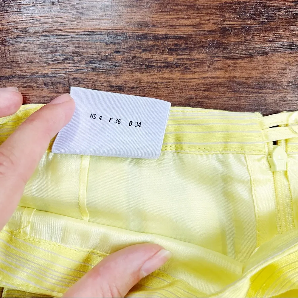 Akris Punto • yellow linen / silk skirt pleated striped full midi - Image 5