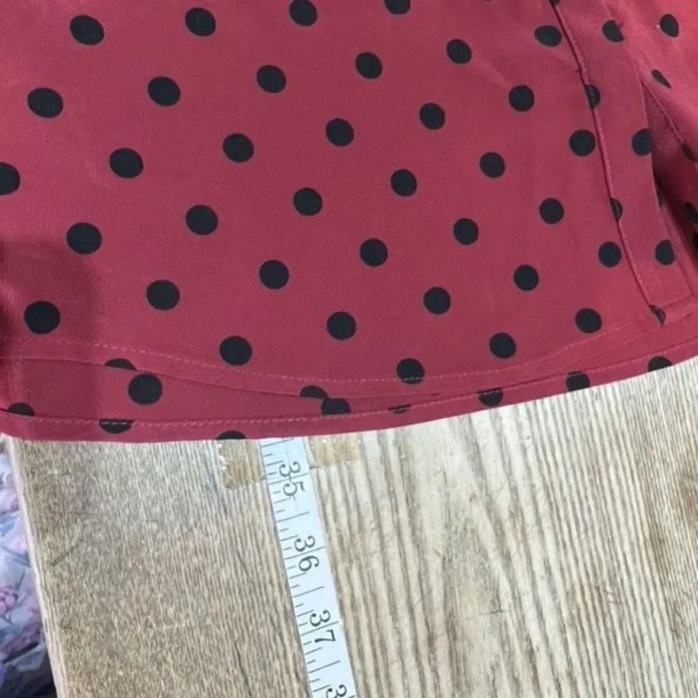 Express Women's Polka Dot Long Sleeve Button-Up Shirt Dress Red Black Size Small - Image 9