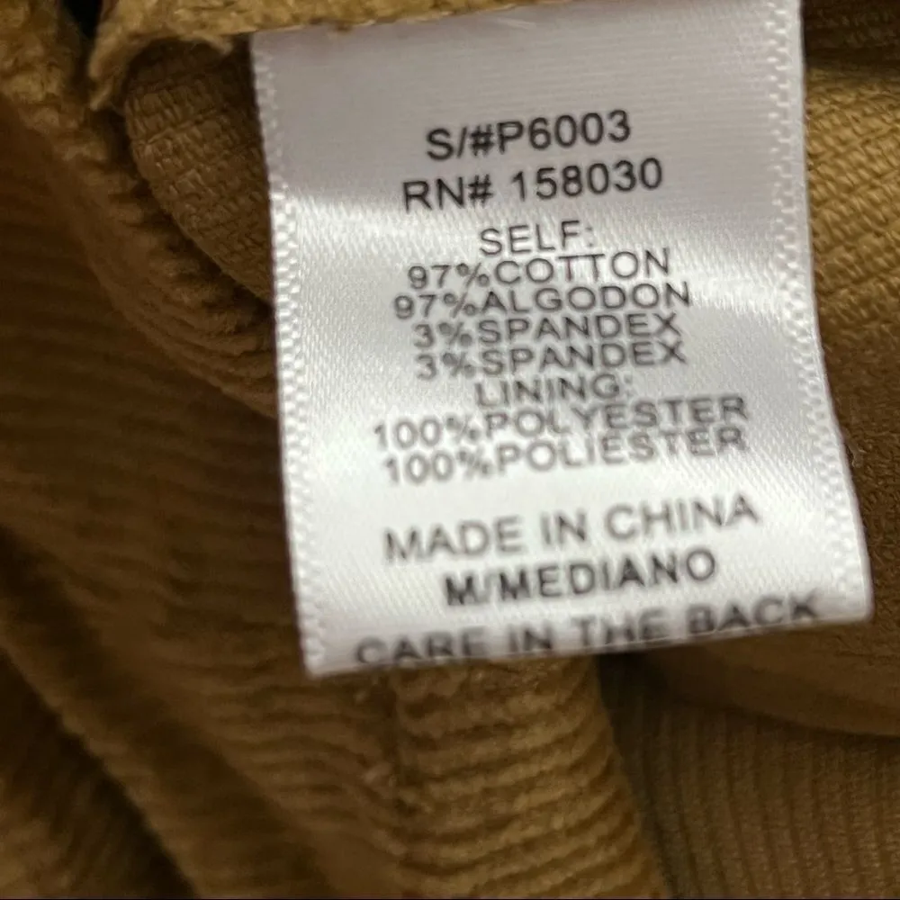 Love Tree Asymmetric Button Camel Stretch Corduroy Skort M - Image 6