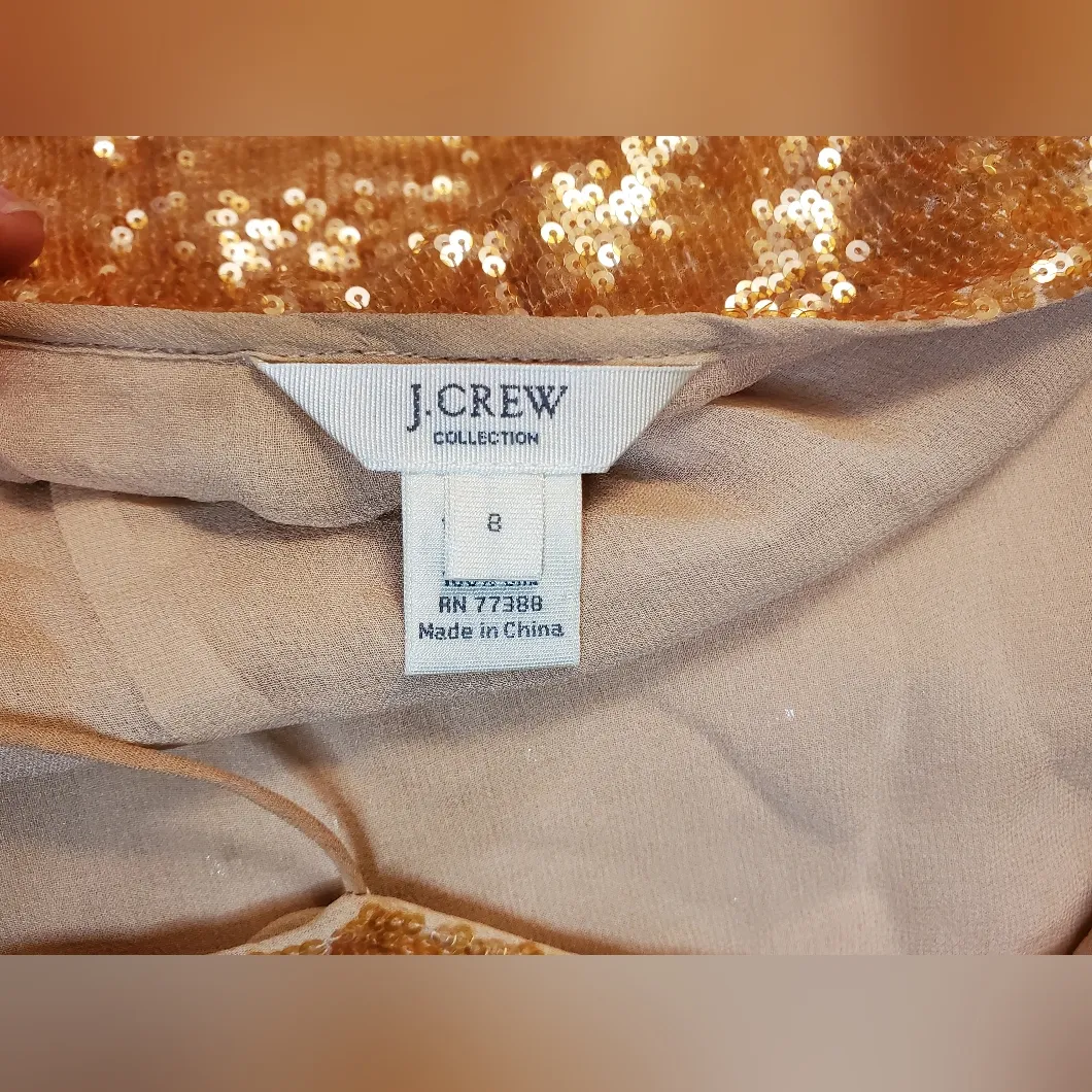J.Crew Collection Amber Gold Sequin Silk Camisole Top Size 8 - Image 7