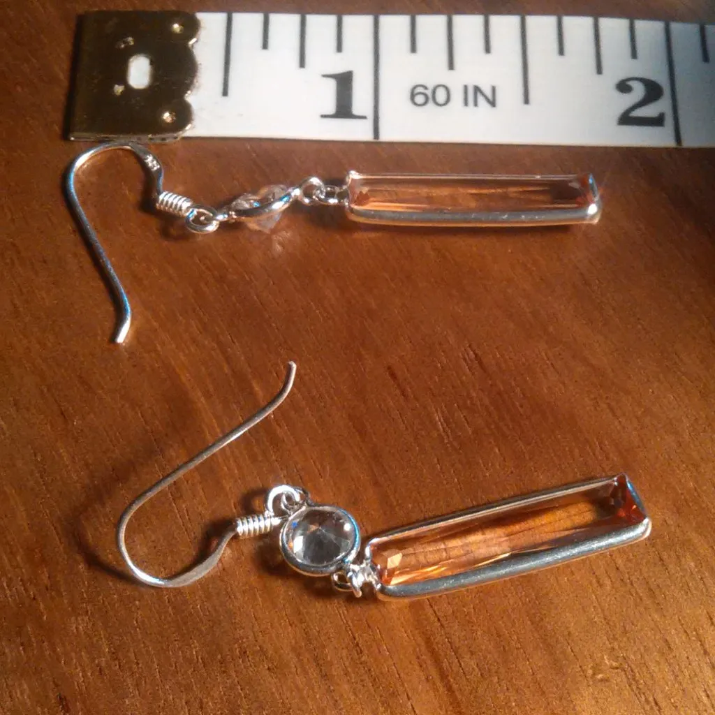 Simulated Champagne Color Diamond Sterling Silver Dangle Earrings - Image 8