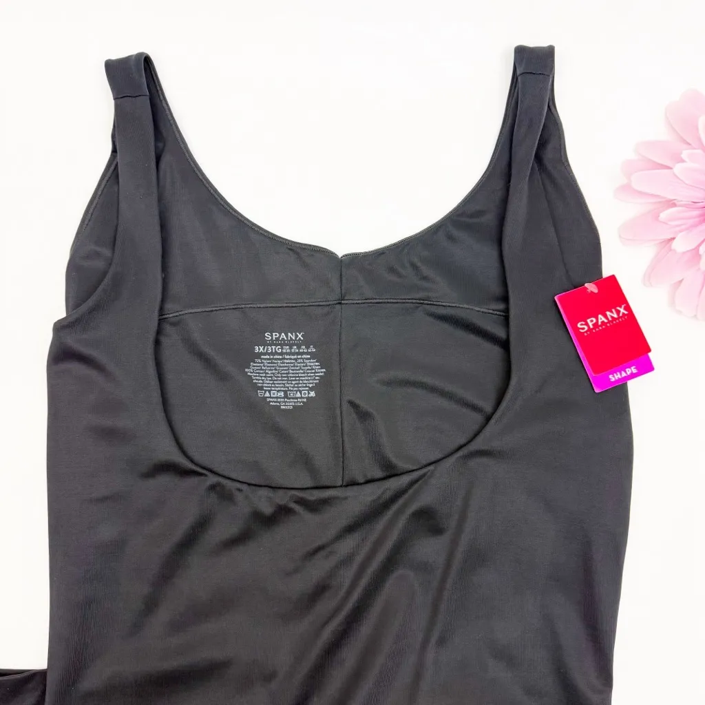 SPANX Plus Size Power Conceal-Her Open-Bust Mid-Thigh Bodysuit Very Black - Image 6