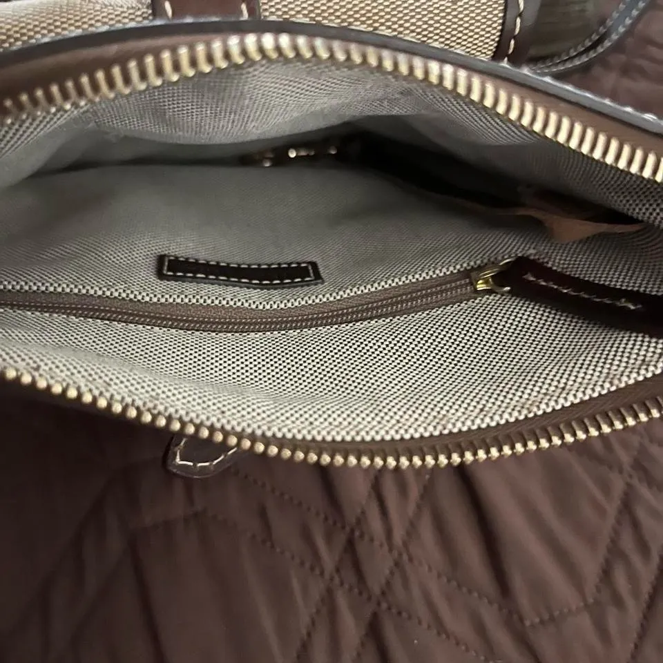 Dooney & Bourke Letter Carrier Signature Canvas and Leather Brown Crossbody Bag - Image 3