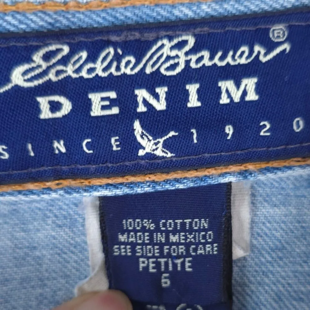 Eddie Bauer Denim Jeans Womens 6 Petite Button Fly Light Wash High Rise Cotton - Image 12