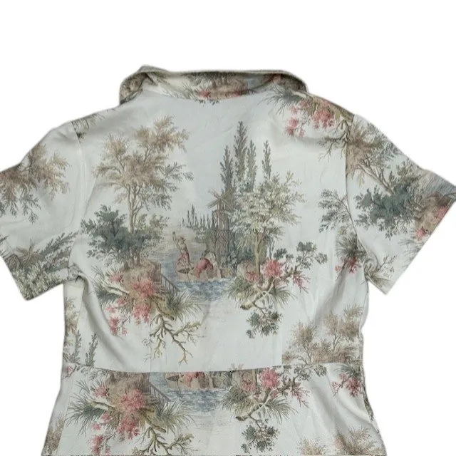 Cider Floral Tapestry Print Mini Dress Short Sleeve Button Down Cottagecore Sz L - Image 13