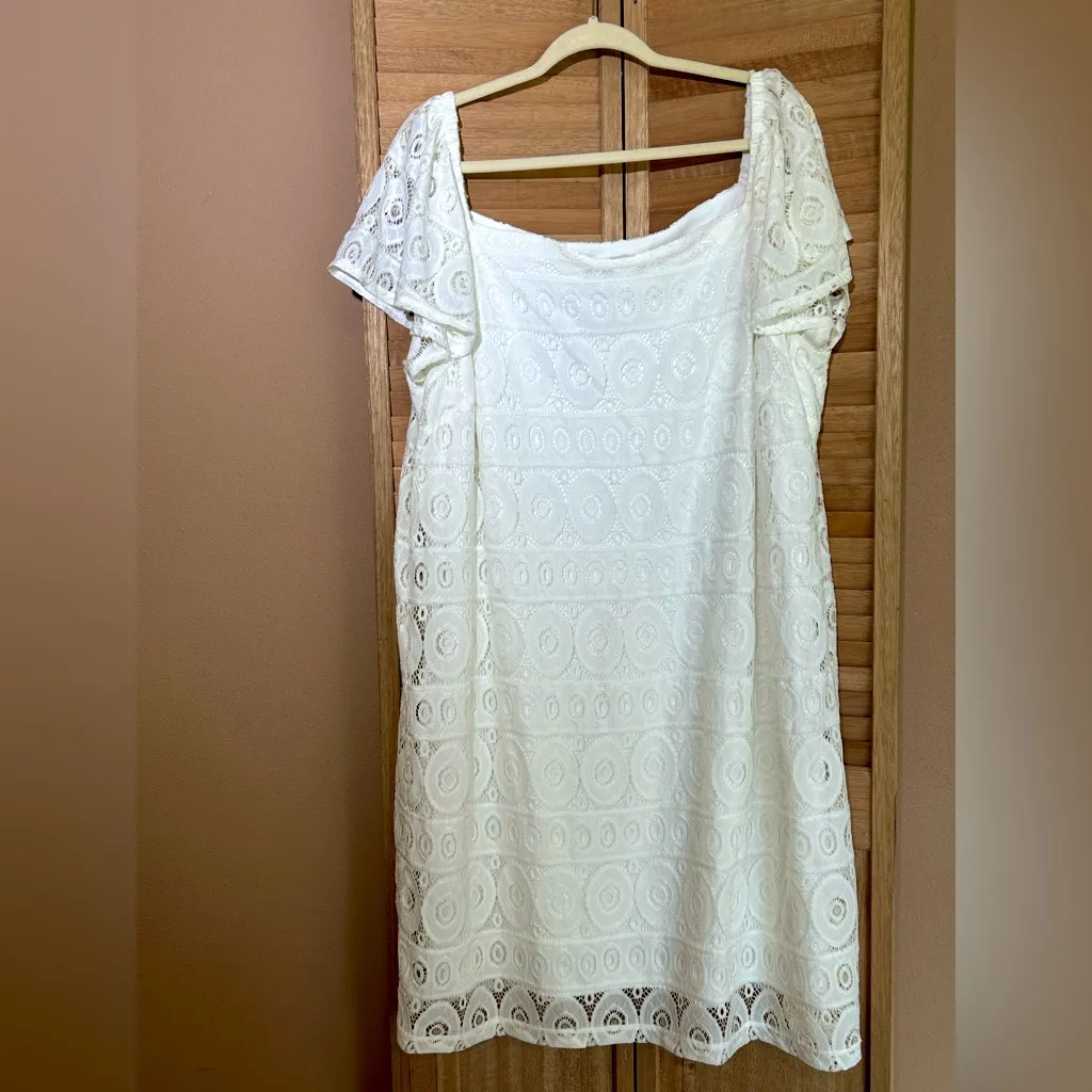Roz & Ali womens size 3X white lace butterfly sleeve midi dress - Image 2