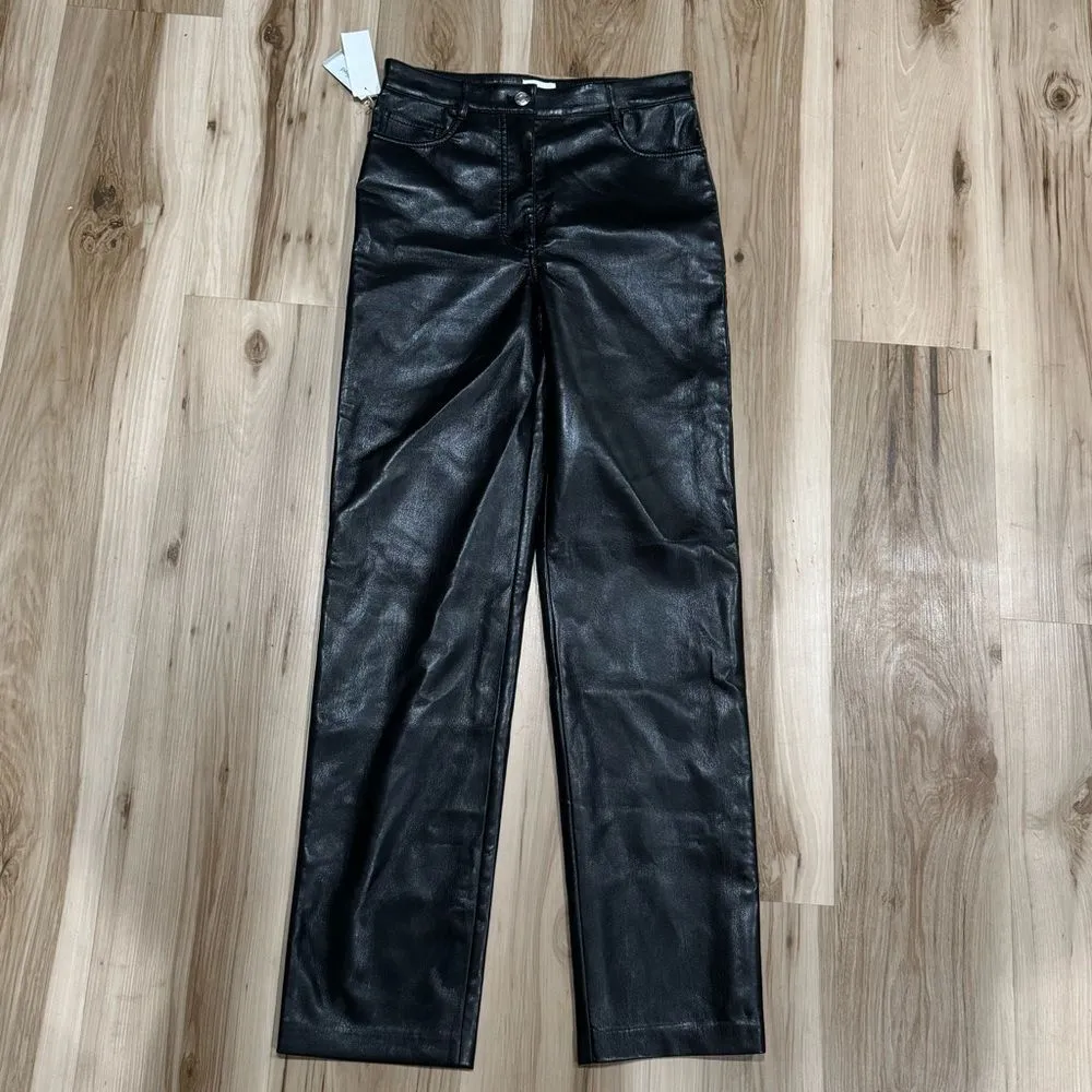 NEW Aritzia Wilfred Melina Tall Black Faux Leather Pants Women’s 6 - Image 2