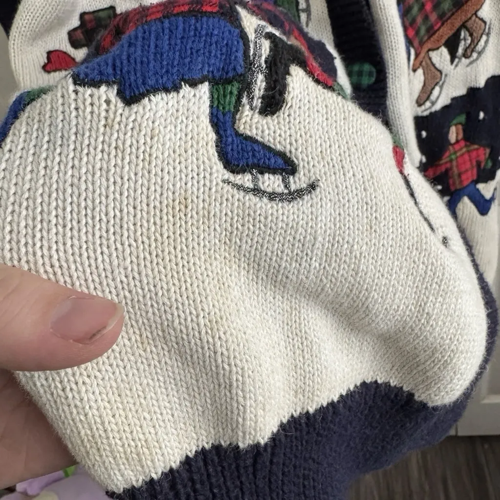 Susan Bristol 1992 hand knitted ice skating cardigan size small - Image 4