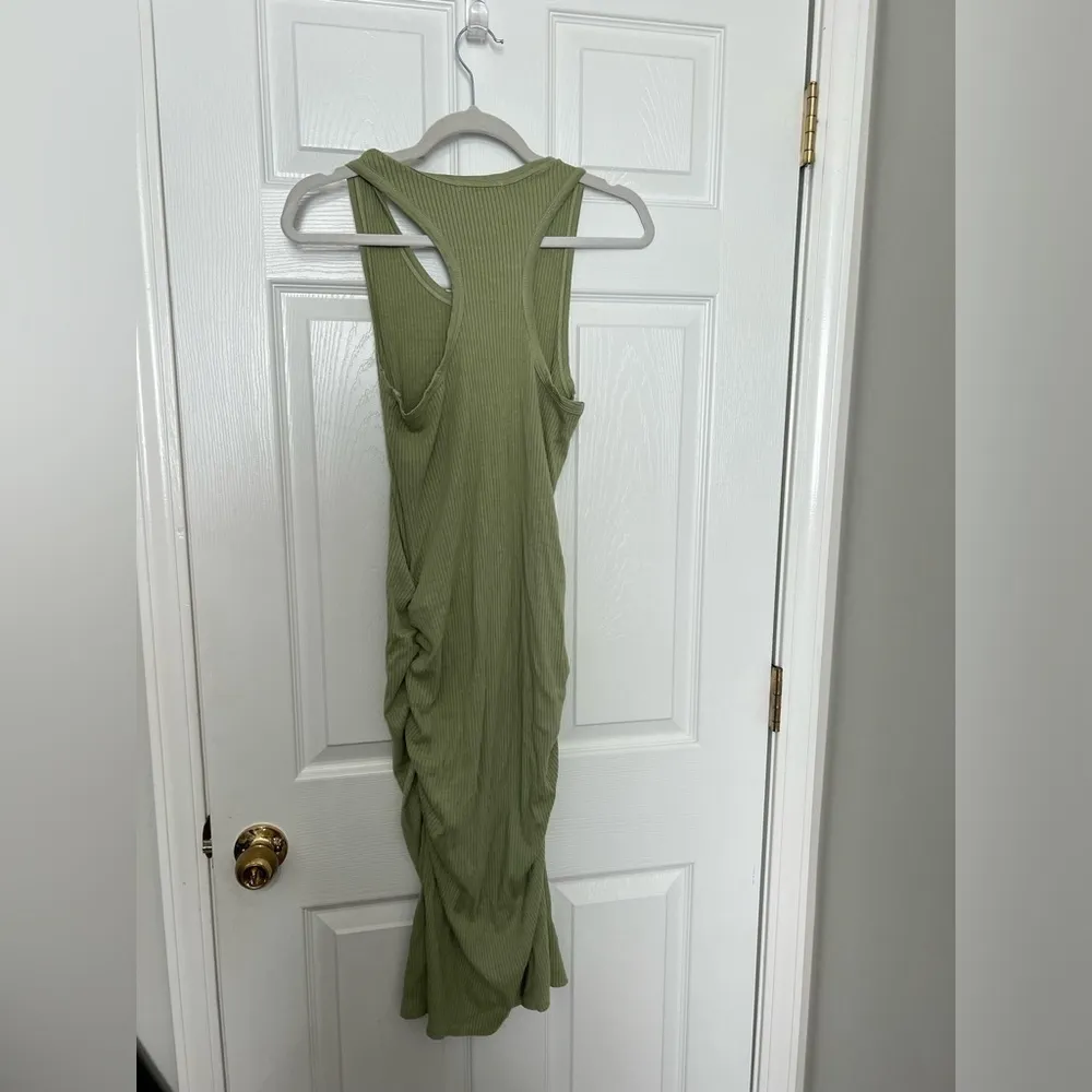 NWT SUNDRY Rib Ruched Dress in Olive - Image 7