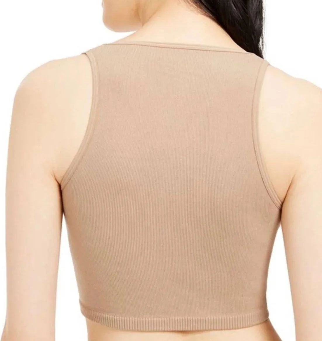 Strapped in Brami Nude Ribbed Crop Top - Image 2