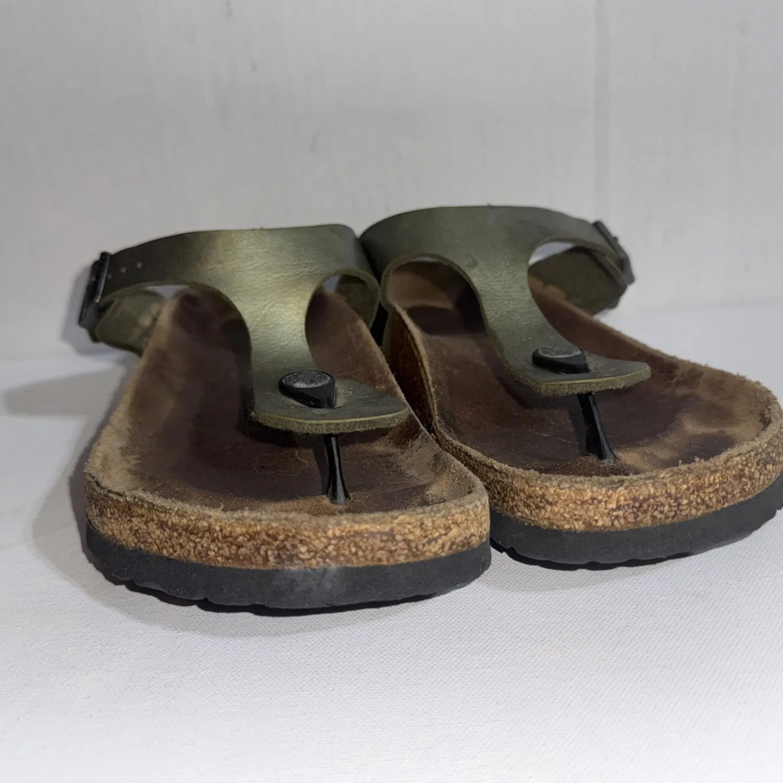 BIRKENSTOCK Gizeh Green Metallic Gorpcore Boho Thong Sandals Size 40 - Image 14