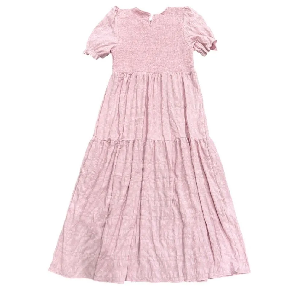 Woman's Smocked Puff Sleeve Maxi Dress in Lilac, Size 2XL​ - Image 2