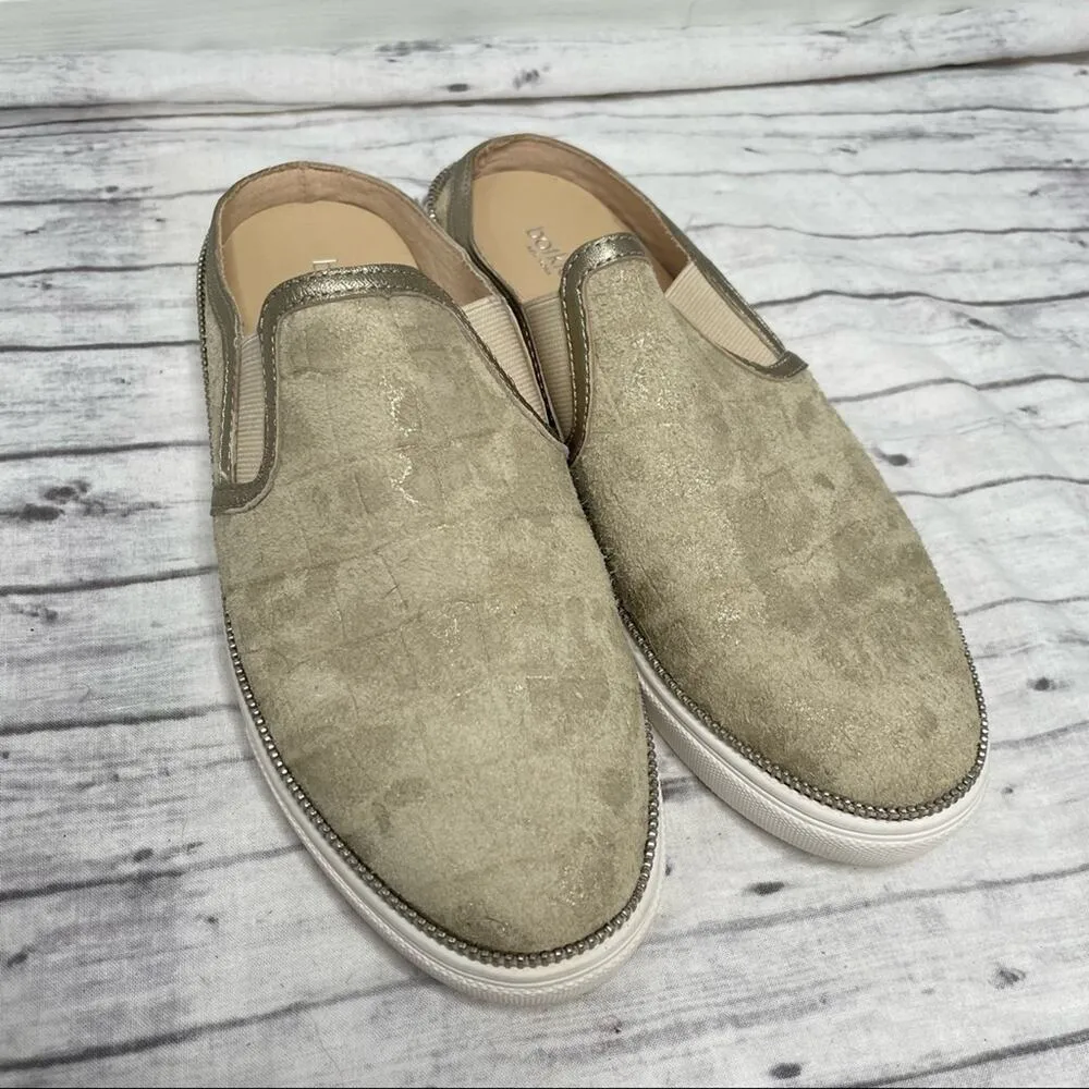 BOTKIER Sneakers Womens Size 8 Slip On Gold Leather Croc Print Summer Casual - Image 3