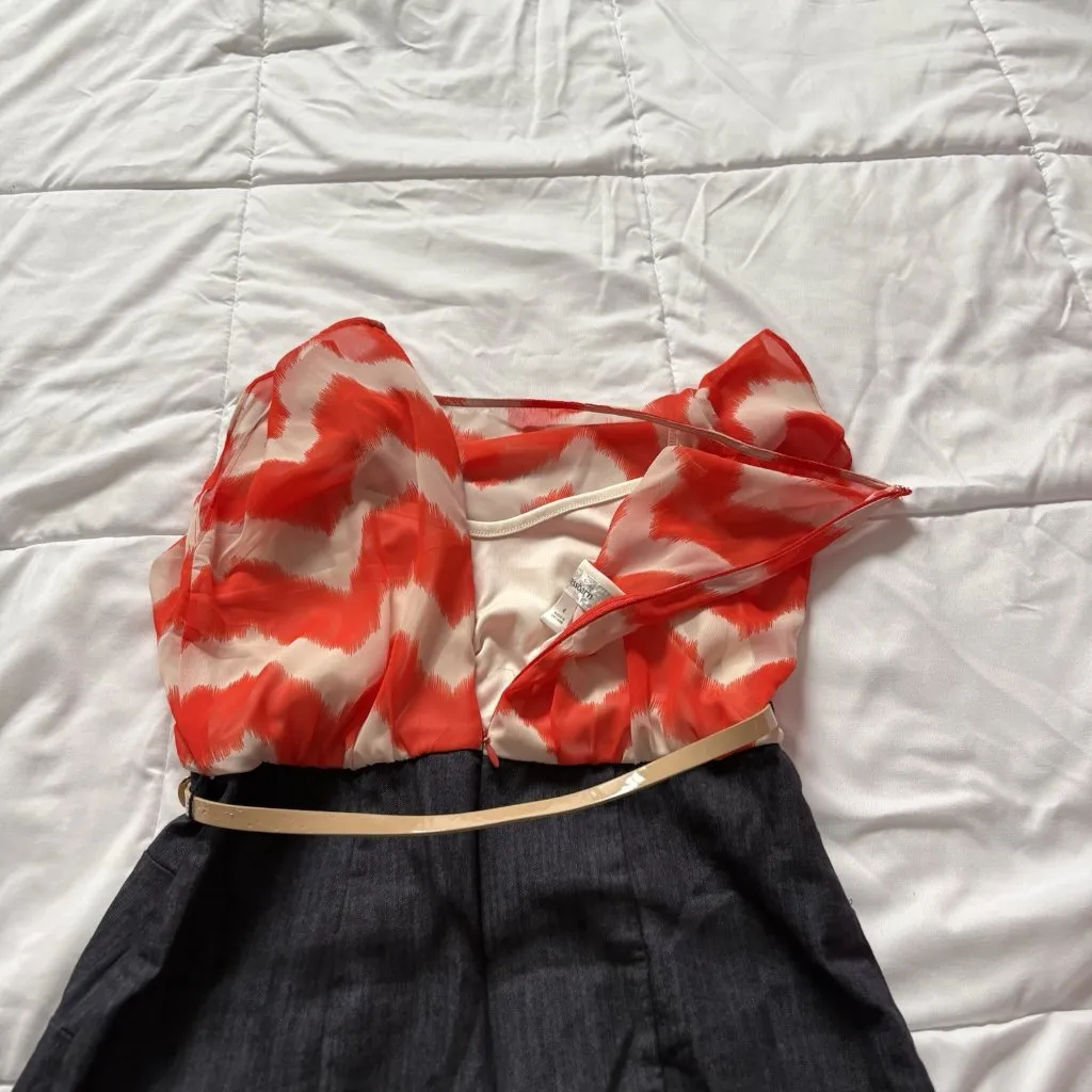 Dressbarn Womens Size 4 Denim Tiered Midi Dress Orange Jean Office Business City - Image 10