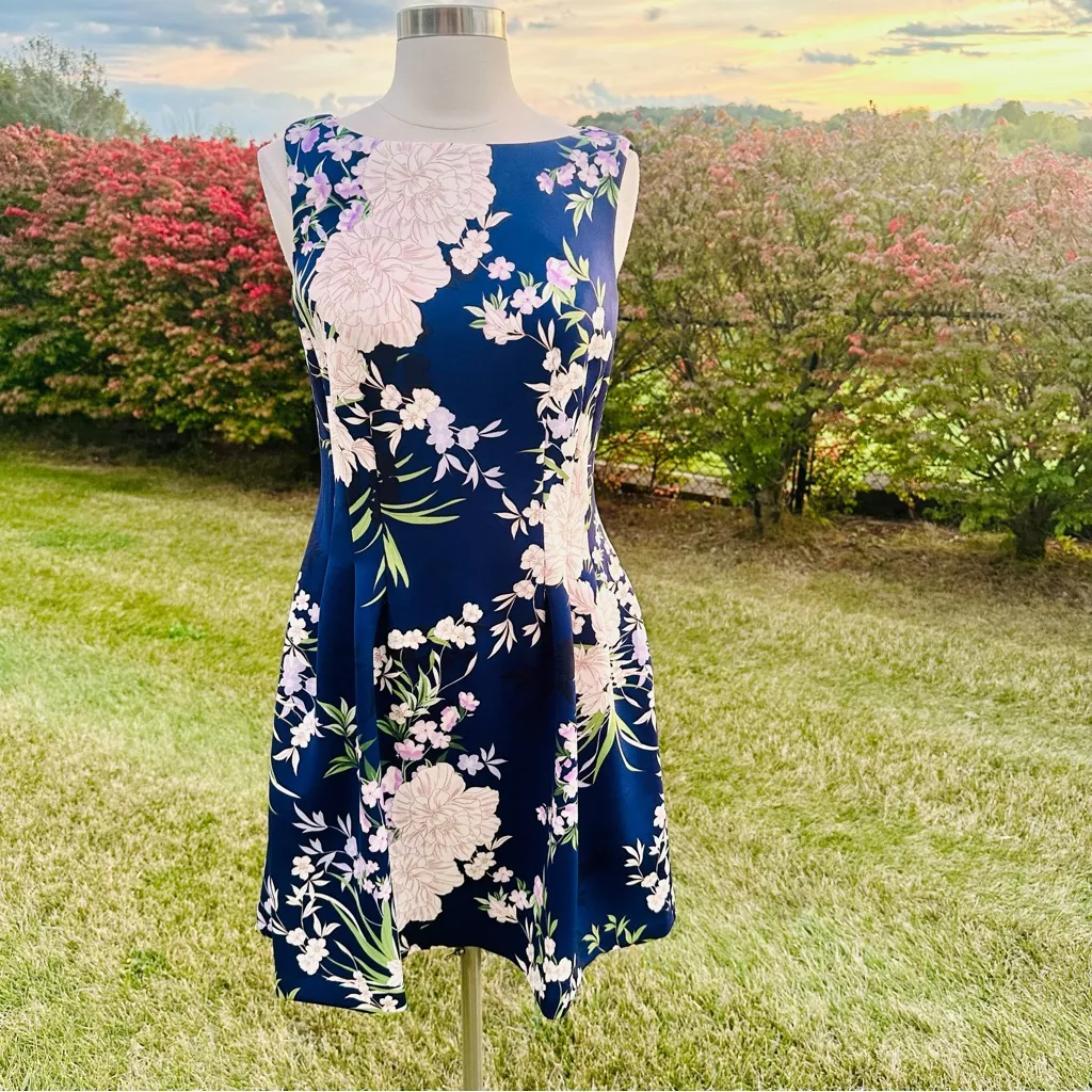 Vince Camuto Printed Scuba Fit and Flare Dress - Image 7